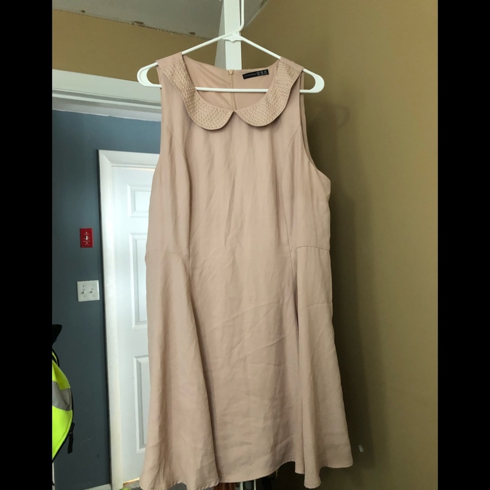 Cream dress collared neck